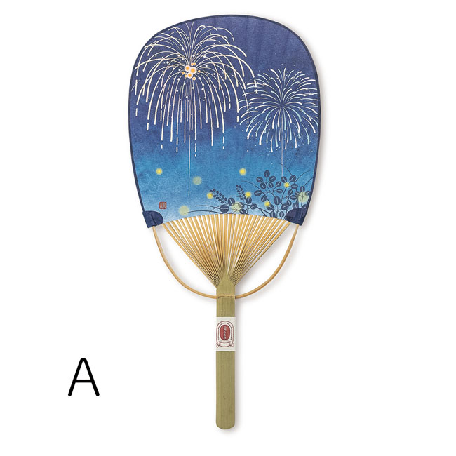 小判型竹うちわ (A)花火
