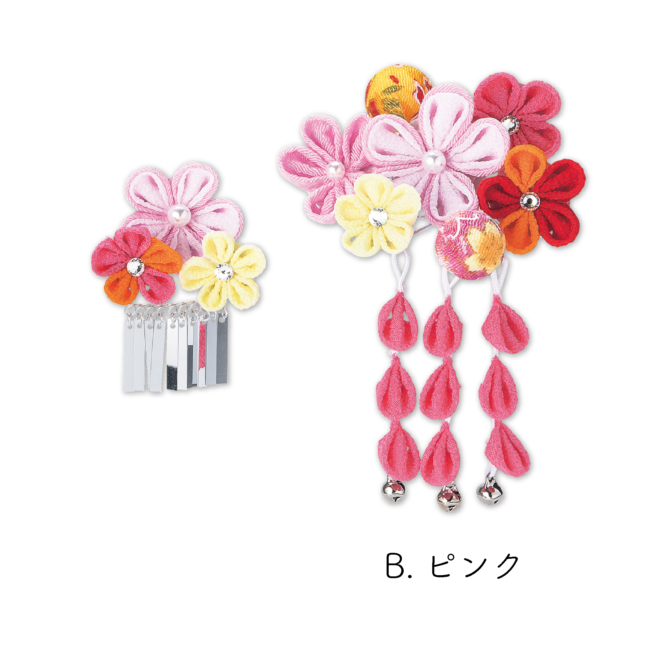 七五三 スリーピン2点セット (B)ピンク
